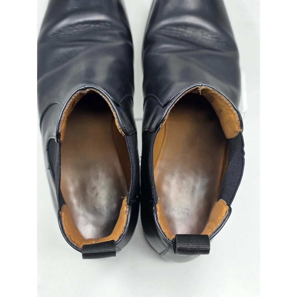 Hugo Boss Mens Black Leather Chelsea Boots 50388428 Size 9.5 Almond Toe Dress